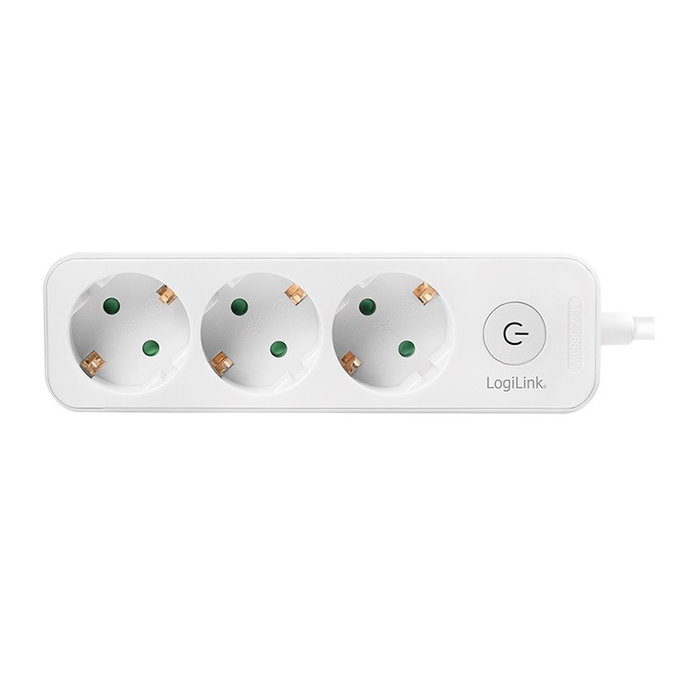 LogiLink Regleta con 3 tomas de seguridad, blanco