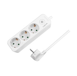 LogiLink Regleta con 3 tomas de seguridad, blanco