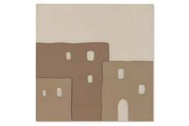 DKD Home Decor Cuadro MDF Relieve Casas Marrón Claro 80x80x6 cm