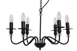 DKD Home Decor Lámpara de Techo de Metal con 6 Brazos, Negro