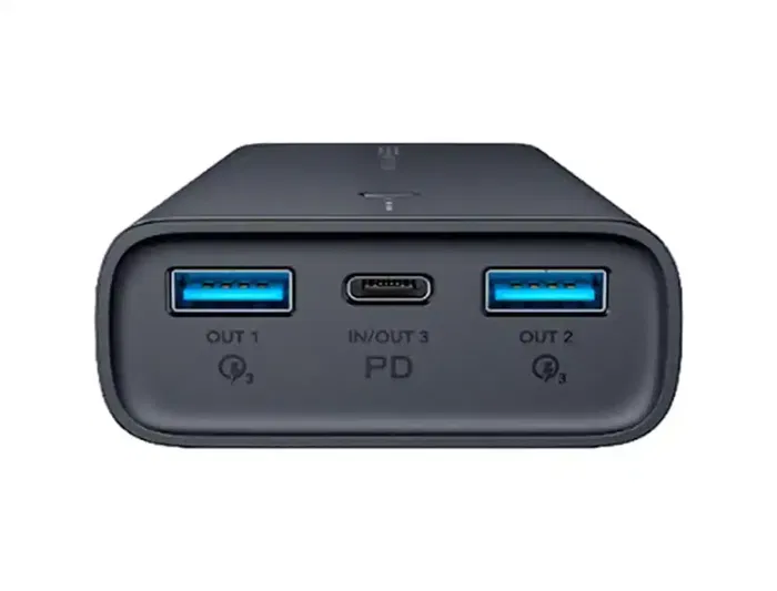 Veger Powerbank 10000mAh Negra USB-C/2 USB-A Enchufe Plegable Batería Auxiliar