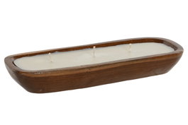 DKD Home Decor Vela de Teca Maciza y Cera Parafina Natural
