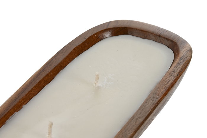 DKD Home Decor Vela de Teca Maciza y Cera Parafina Natural