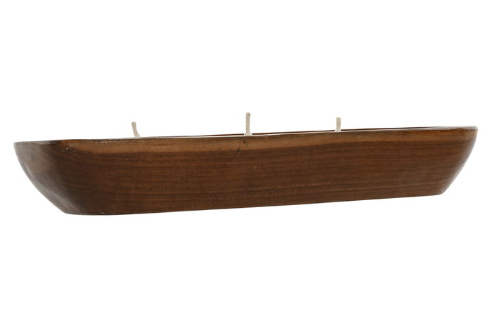 DKD Home Decor Vela de Teca Maciza y Cera Parafina Natural