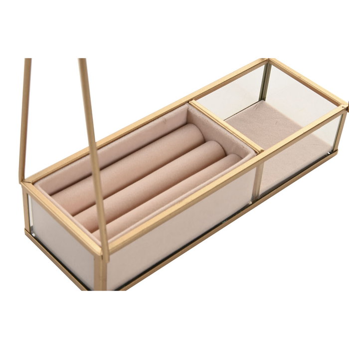 DKD Home Decor Joyero Metal 20x8x28 Dorado y Beige DKD Home Decor Joyero Metal 20x8x28 Dorado y Beige