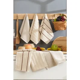 Juego de 6 Toallas de Baño - 30 cm x 50 cm - Color Beige