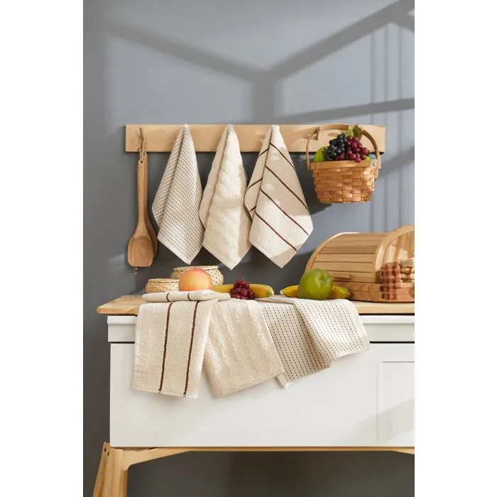 Aucune Juego de 6 toallas de baño - 30 x 50 cm - Beige