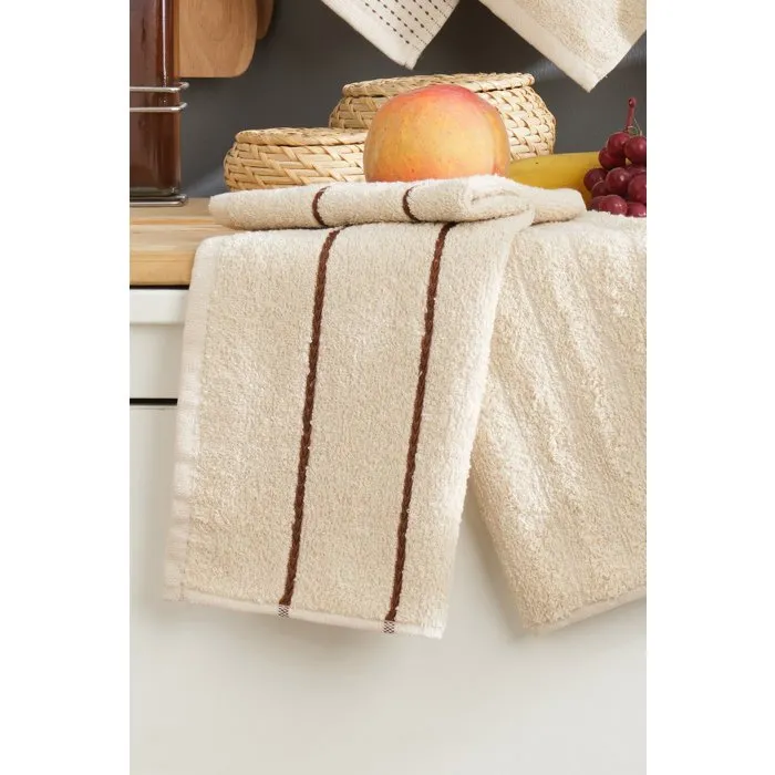 Aucune Juego de 6 toallas de baño - 30 x 50 cm - Beige