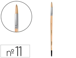 Liderpapel Pincel para Pintura al Óleo y Acrílica Nº 11 Punta Redonda de Pelo de Cerda Certificado FSC