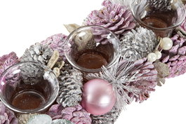 DKD Home Decor Portavelas Piña Cristal Rosa Palo