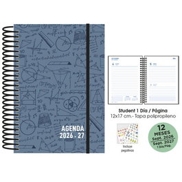 SENFORT Agenda Escolar Student 2026-27 Diseño Maths Plomo
