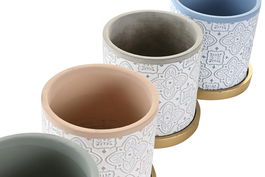 DKD Home Decor Maceta Arabe Verde Gris 14 x 14 x 14 cm (12 Unidades)