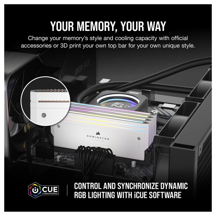 Corsair CMP64GX5M2B6400C32W Kit 64GB DDR5 6400MHz CL32 Dominator Titanium RGB Blanco (2x32GB) para PC