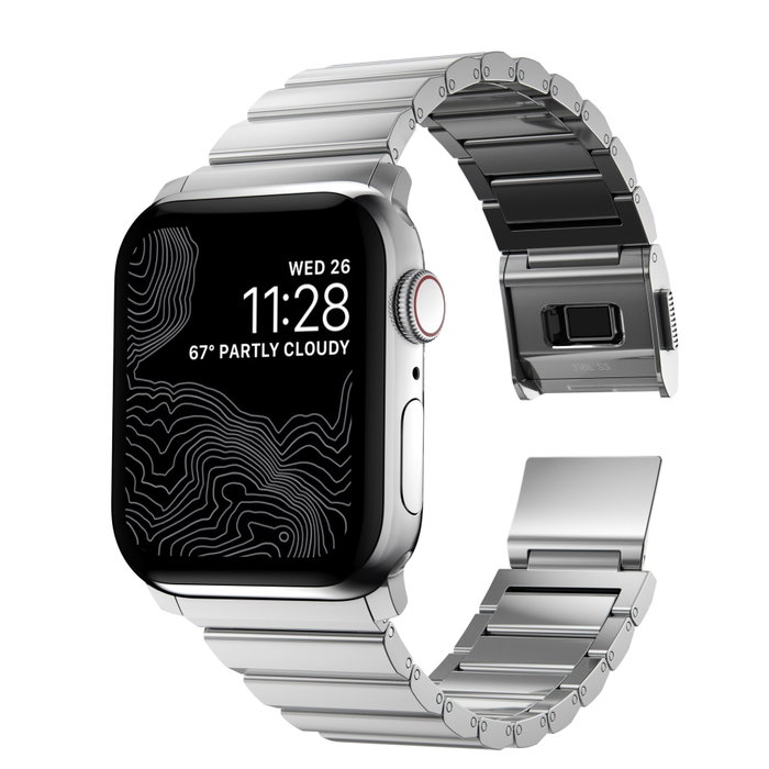 Nomad NM1A4HSXS0 Correa de Acero Inoxidable Plata para Apple Watch 42/44/45/49mm Nomad NM1A4HSXS0 Correa de Acero Inoxidable Plata para Apple Watch 42/44/45/49mm