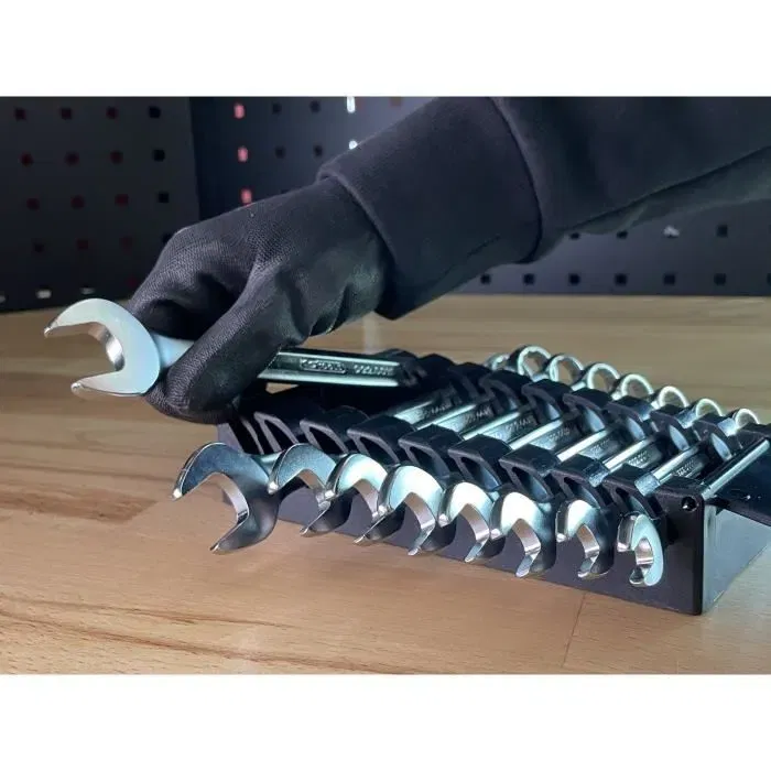 Ks Tools Juego de Llaves Combinadas Métricas 9 Piezas 922.0043 8-19 mm Caja Llave Boca Trinquete Ángulo Horquilla Ojo Inclinado 15°