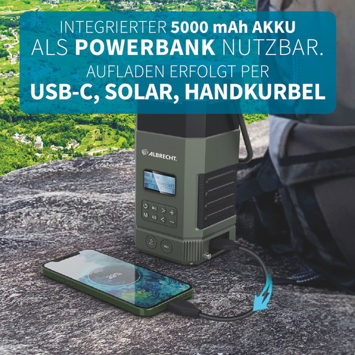 Albrecht DR 114 DAB+ Radio para exteriores con lámpara de camping