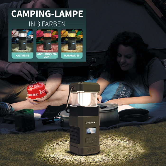 Albrecht DR 114 DAB+ Radio para exteriores con lámpara de camping