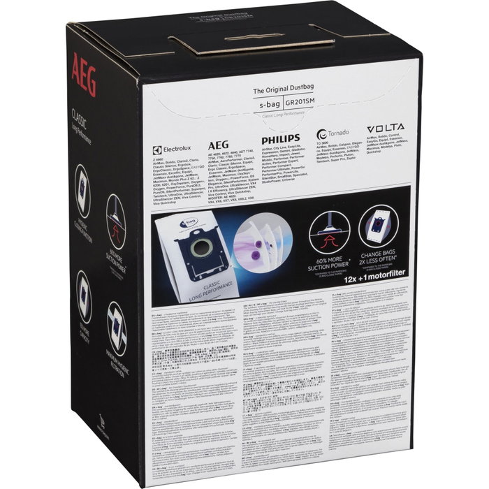 Aeg Bolsas para aspiradoras GR 201SM VX7-VX8 S-BAG Classic Long Performance
