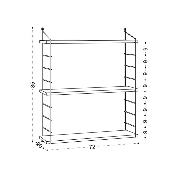 Hanah Home 3'lü Estantería de Pared de Mármol de Carrara Blanca 72x85x20cm