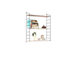 Hanah Home 3'lü Estantería de Pared de Mármol de Carrara Blanca 72x85x20cm