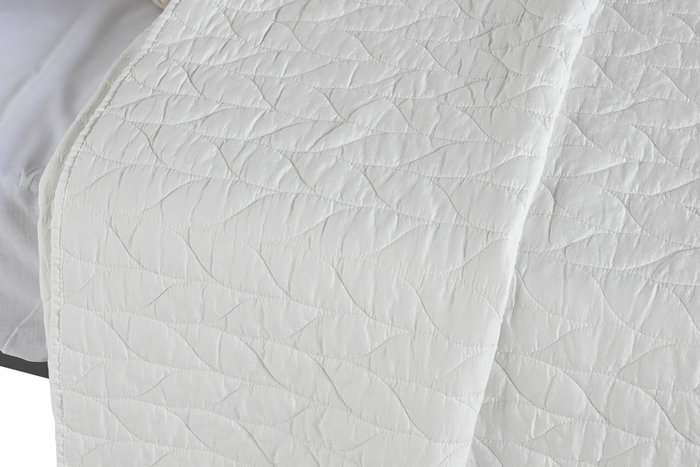 DKD Home Decor Linen collection 1c24 Colcha Blanco 260 x 180 cm (2 Unidades)
