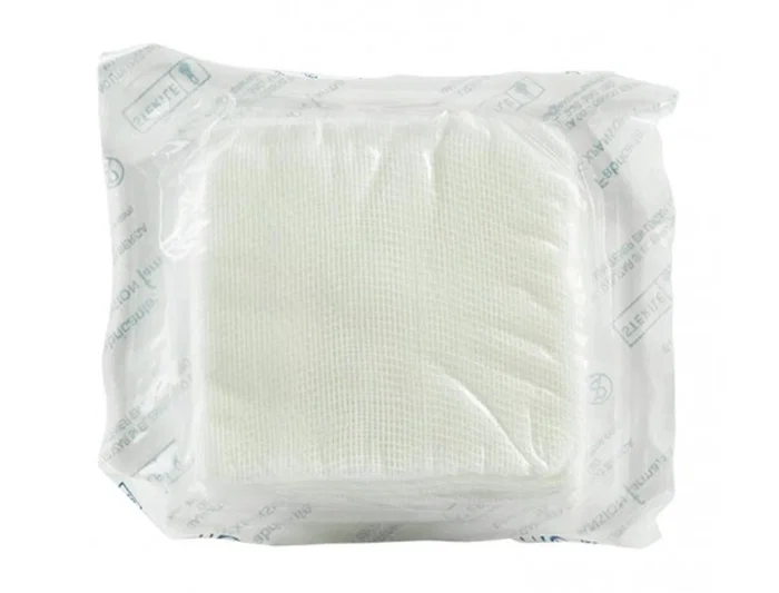 Gasa Estéril Algodón Hidrófilo Libre de Gérmenes, No Desprende Filamentos, Absorción Óptima Caja 100 Unidades