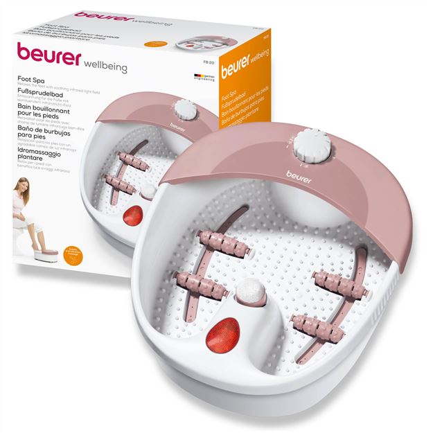 Beurer FB-20 Hidromasaje de Pies con Masaje Vibratorio, Burbujas, Regulación de Temperatura y Luz Infrarroja
