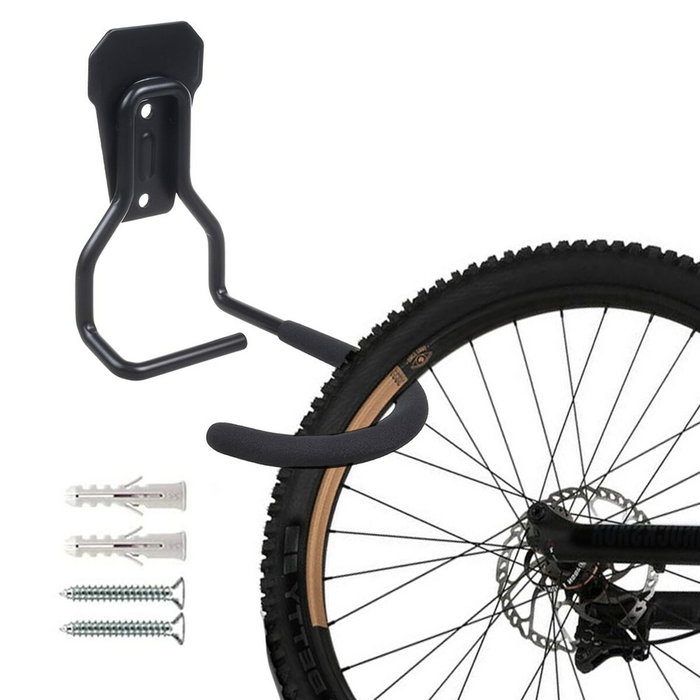 Apoyo para bicicleta maclean soporte de pared para bicicleta gancho de almacenamiento de acero vertical 20kg garaje "