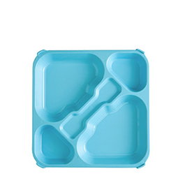 AMC Bandeja de Autoservicio de Policarbonato, 5 Compartimentos, Color Azul Cielo, Dimensiones 33x33 cm (Set de 30)