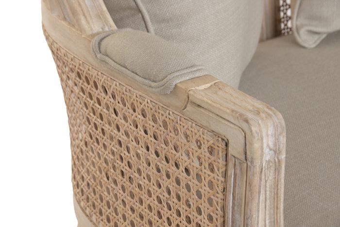 DKD Home Decor Sillón de Madera y Enea en Verde Claro y Natural DKD Home Decor Sillón de Madera y Enea en Verde Claro y Natural