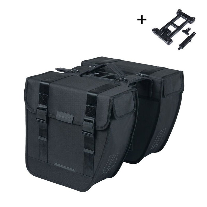 Basil Alforjas dobles Tour 28L Negro MIK Portaequipajes Bicicleta Basil Alforjas dobles Tour 28L Negro MIK Portaequipajes Bicicleta