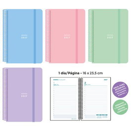Senfort Agenda Anual 2027 Pastel con Espiral y Goma