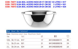 ILSA Bol de Acero Inoxidable Ø 17 cm de 1/2 Litro
