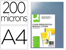 Q-connect Tapas de Encuadernación PVC DIN A4 Incolora 200 mc Paquete de 100 Unidades
