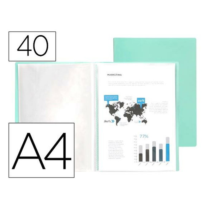 Liderpapel Carpeta con 40 fundas polipropileno DIN A4 verde manzana opaco