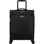 American Tourister Summerride Spinner - Maleta de Cabina Expandible 55x40x23/25cm con 4 Ruedas, Cerradura TSA y Tejido Reciclado, Negro