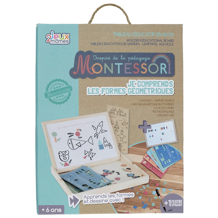 Jeux 2 momes Juego Formas Geométricas Montessori con Pizarra Magnética y Tarjetas para Niños Mayores de 6 Años