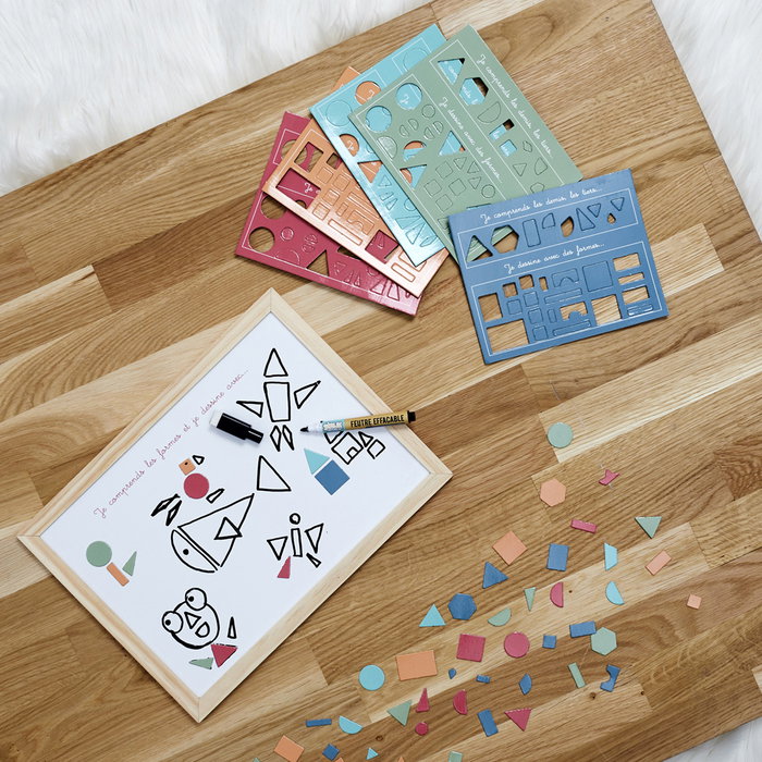 Jeux 2 momes Juego Formas Geométricas Montessori con Pizarra Magnética y Tarjetas para Niños Mayores de 6 Años