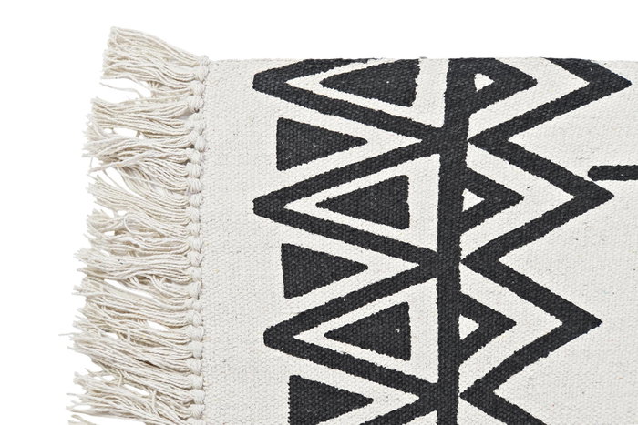 DKD Home Decor Alfombra Boho Blanco Negro Algodon Polyester 250 x 0.7 x 160 cm DKD Home Decor Alfombra Boho Blanco Negro Algodon Polyester 250 x 0.7 x 160 cm