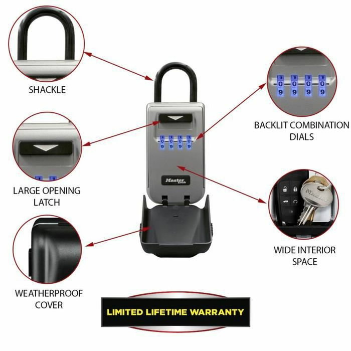 Master Lock Caja de llave segura con manija y perillas retroiluminadas