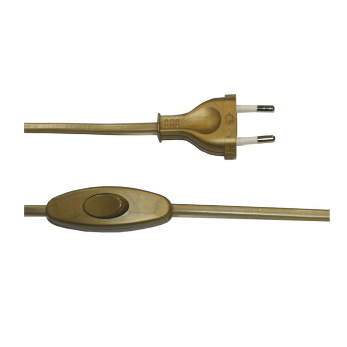 Edm Conexión con interruptor 1,5m 2x0,75mm manguera plana dorado Edm Conexión con interruptor 1,5m 2x0,75mm manguera plana dorado