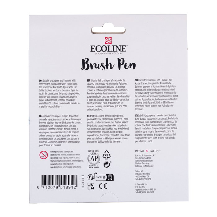 Talens Ecoline Brush Pen Estuche Pastel 10 Colores