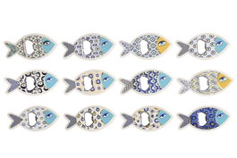 DKD Home Decor Imanes Atlantico Azul Blanco 72 Unidades 1 x 5.5 x 11.5 cm