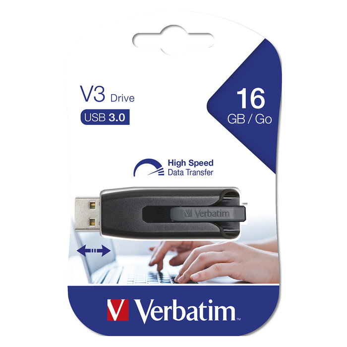 Verbatim pendrive v3 store 'n' go super speed 16gb retrÁctil usb 3.2 negro