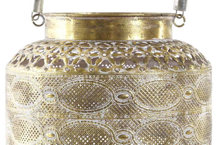 DKD Home Decor Portavelas Metal y Cristal Envejecido Dorado