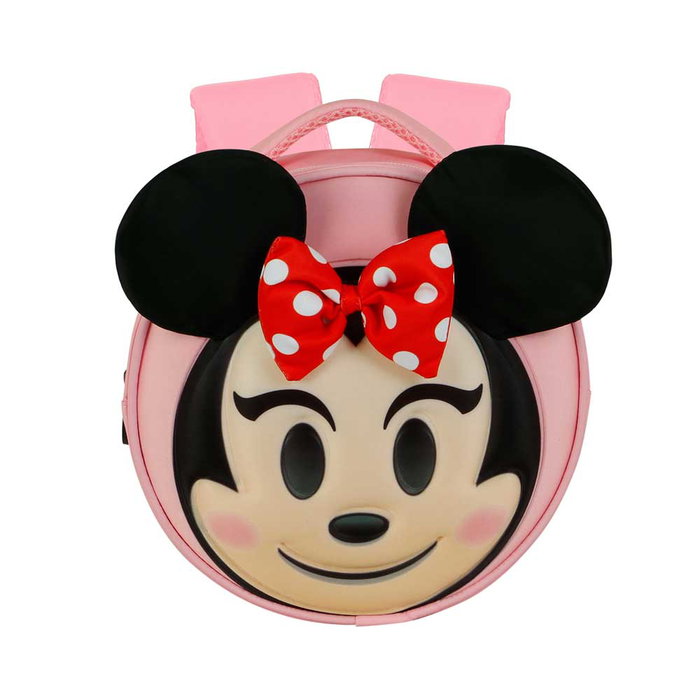 Disney Minnie Mouse Mochila Infantil Redonda Emoji con Relieve 3D Rosa 9x22x22cm 4L