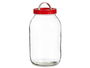 Vivalto Bote de Cristal de 3L con Tapa Roja y Asa, Transparente/Rojo, 13 x 24.3 x 13 cm (Set de 6)