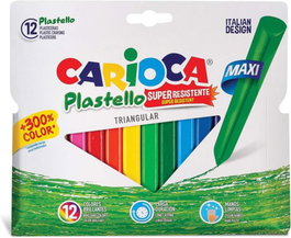 CARIOCA Estuche de 12 Ceras Maxi Triangular Plastello Surtidos
