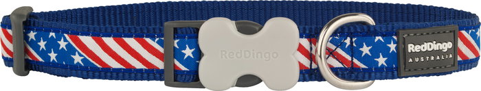 Red Dingo Collar RD Style Us Flag 25 mm X 41-63 cm Ajustable Nylon