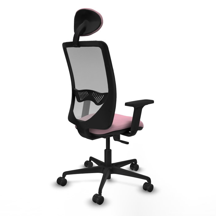 PIQUERAS Y CRESPO Silla de oficina Zulema con mecanismo Sincro, Tela Rosa y Malla Gris PIQUERAS Y CRESPO Silla de oficina Zulema con mecanismo Sincro, Tela Rosa y Malla Gris